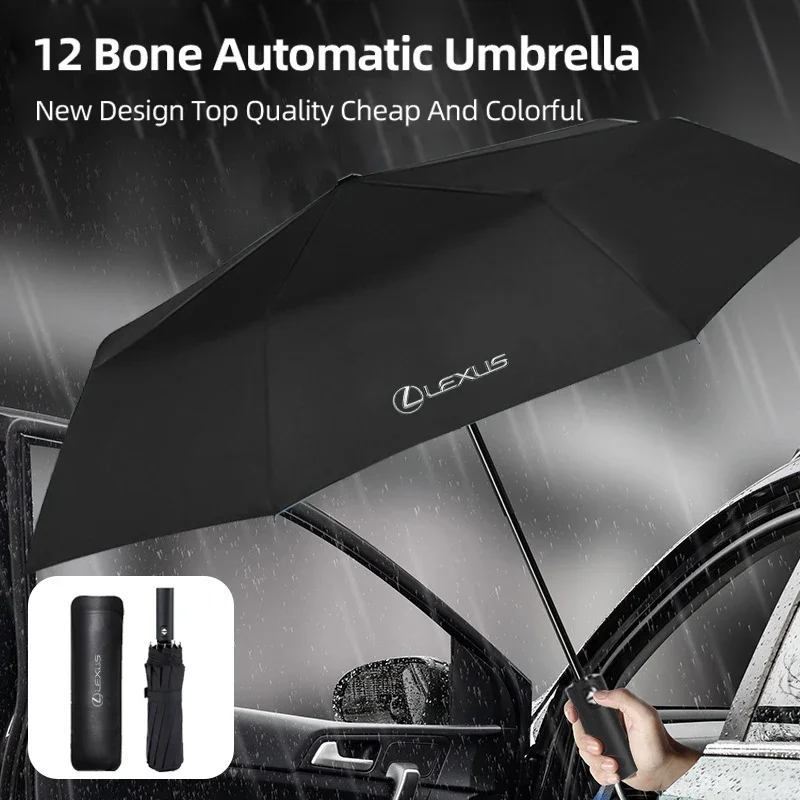 12 Bone Car Fully Automatic Folding Umbrella Windproof Sunshade For Lexus GX470 LS400 LX470 LX570 RC350 UX250h ES350 RX450h