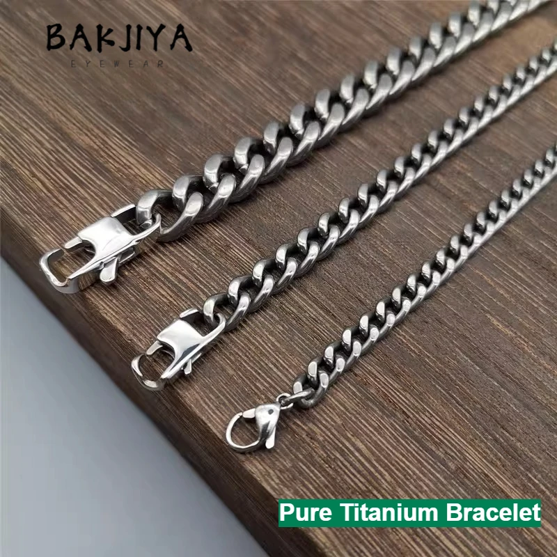 

TA1 Full Pure Titanium Bracelet for Men, Classic Cuban Chain Hypoallergenic Vintage Hip Hop Street Thick Bracelet Men's Gift