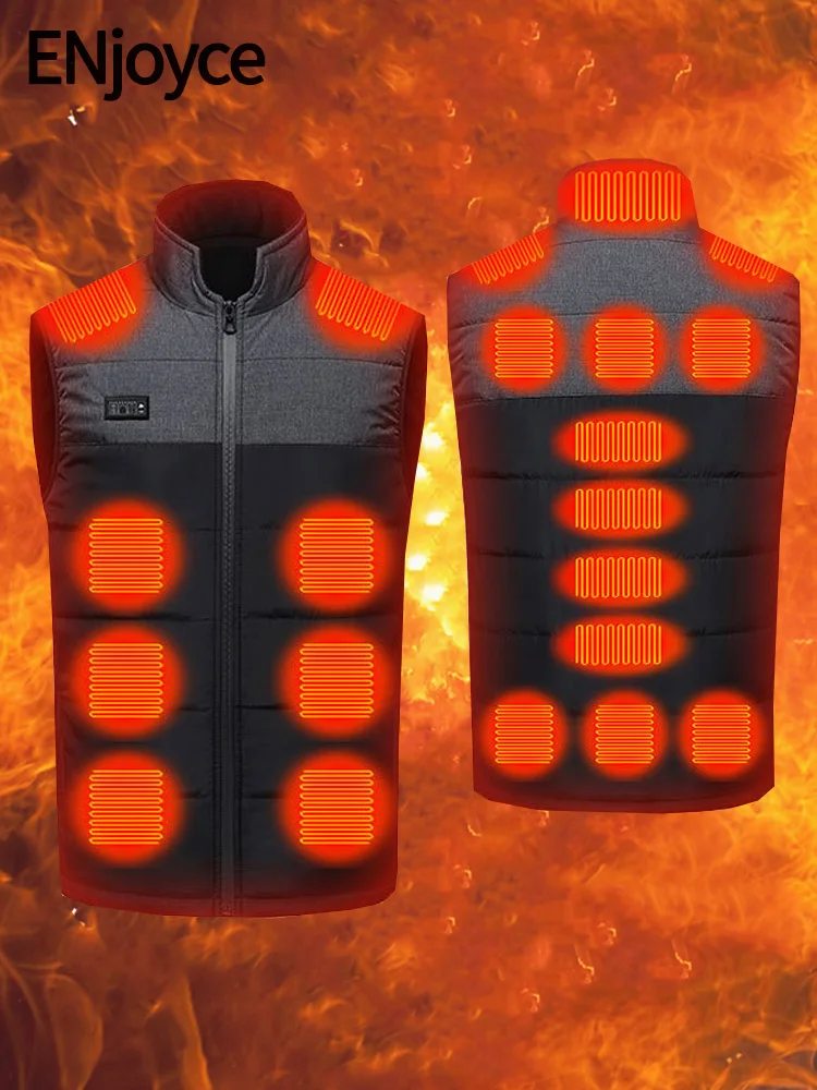 

ENjoyce Winter USB Electric Heated Puffer Vest Heating Jackets Men Women Waistcoat Thermal Heater Warm Hunting Coat H2321