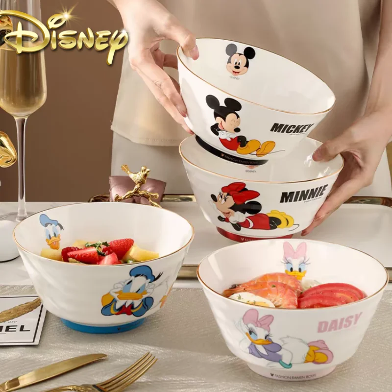 Disney Anime Mickey Mouse Taste Dish Ceramic Cartoon Dessert Plate Soy Fruit Sauce Dish Seasoning Bowl Household Mini Bowl