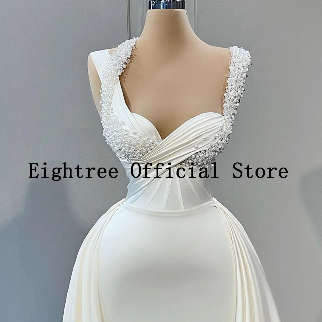 Eightree-vestidos de novia sexys de talla grande, traje de novia blanco con cuentas de sirena, escote Corazón, 2022