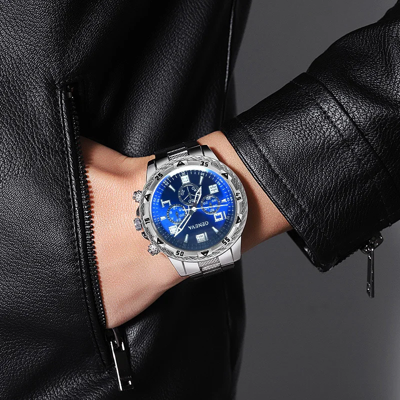 2-piece men's watch and accessories set, a perfect match suitable for both business and casual styles, no box included view 4