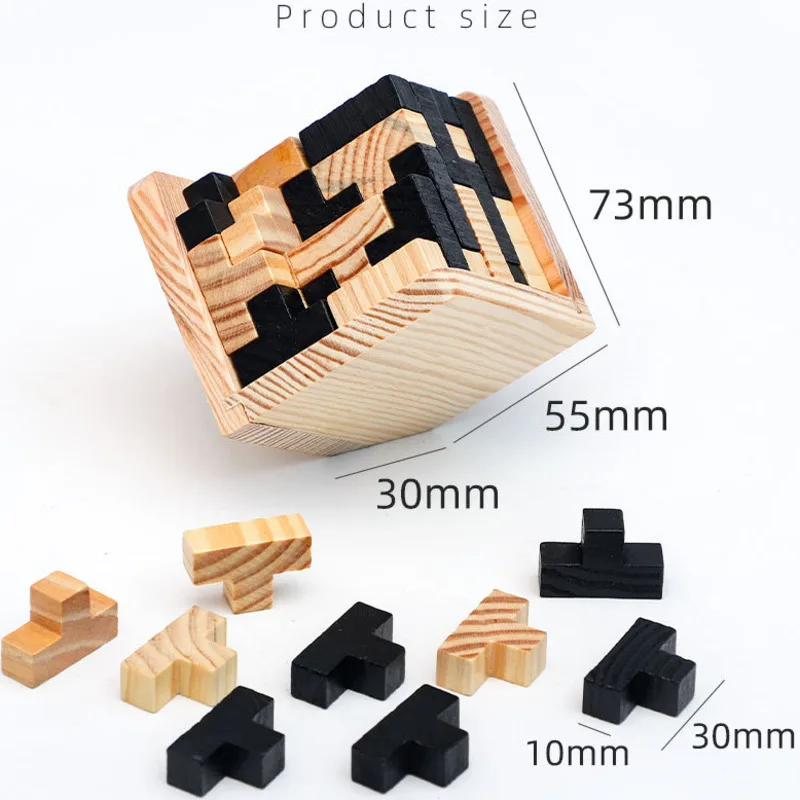 Educational Shape 3D Wooden Puzzle Toy Brain Teaser Geometric T Shape Matching Jigsaw Puzzle Kids Early Learning Jigsaw