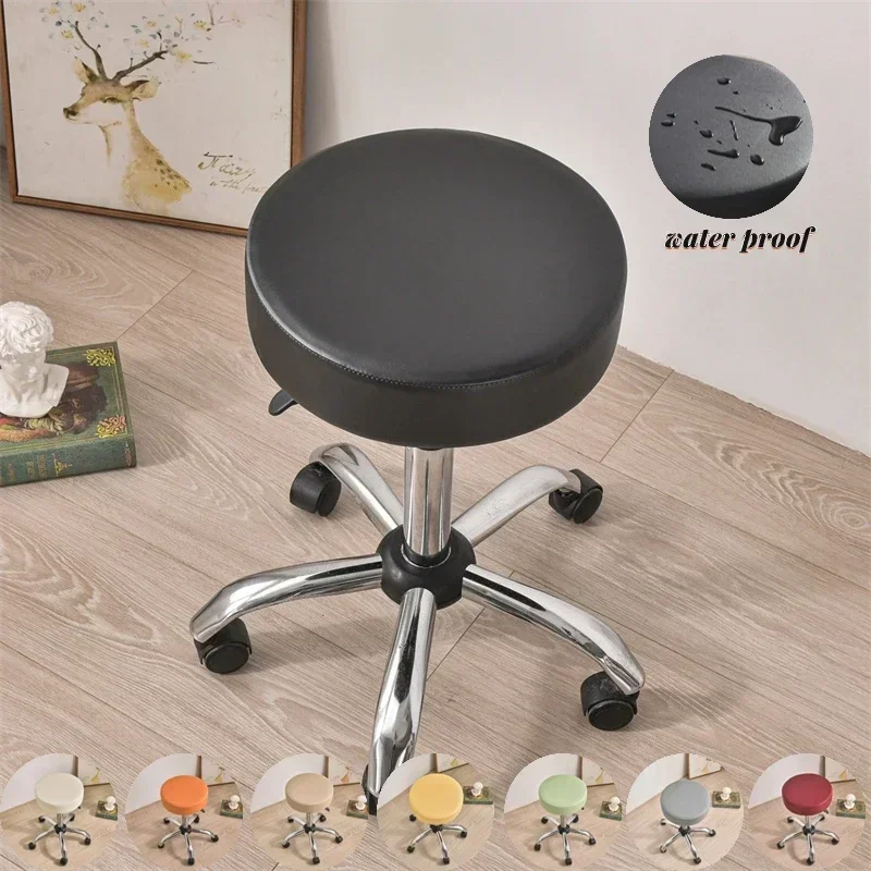 Pu Lederen Ronde Kruk Hoes Waterdichte Elastische Kruk Covers Effen Kleur 360 Graden All Inclusive Kruk Case Voor Woonkamer Bar