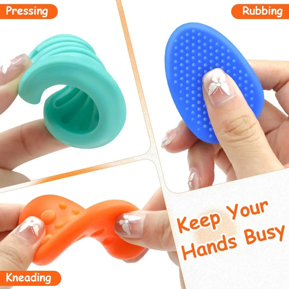 6Pcs Silicone Stone Fidget Toys Adults Sensory Textured for Autism Kids Calming Down Fidget Stress Relief Toys Kids Gifts