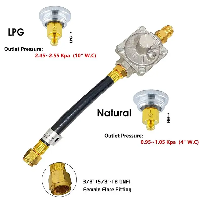 Replacement Of 3030CNG For 710-0003 Gas Grill Natural Grill Regulator Gas Grill With Hose 1/2Inch Male Flare Fitting