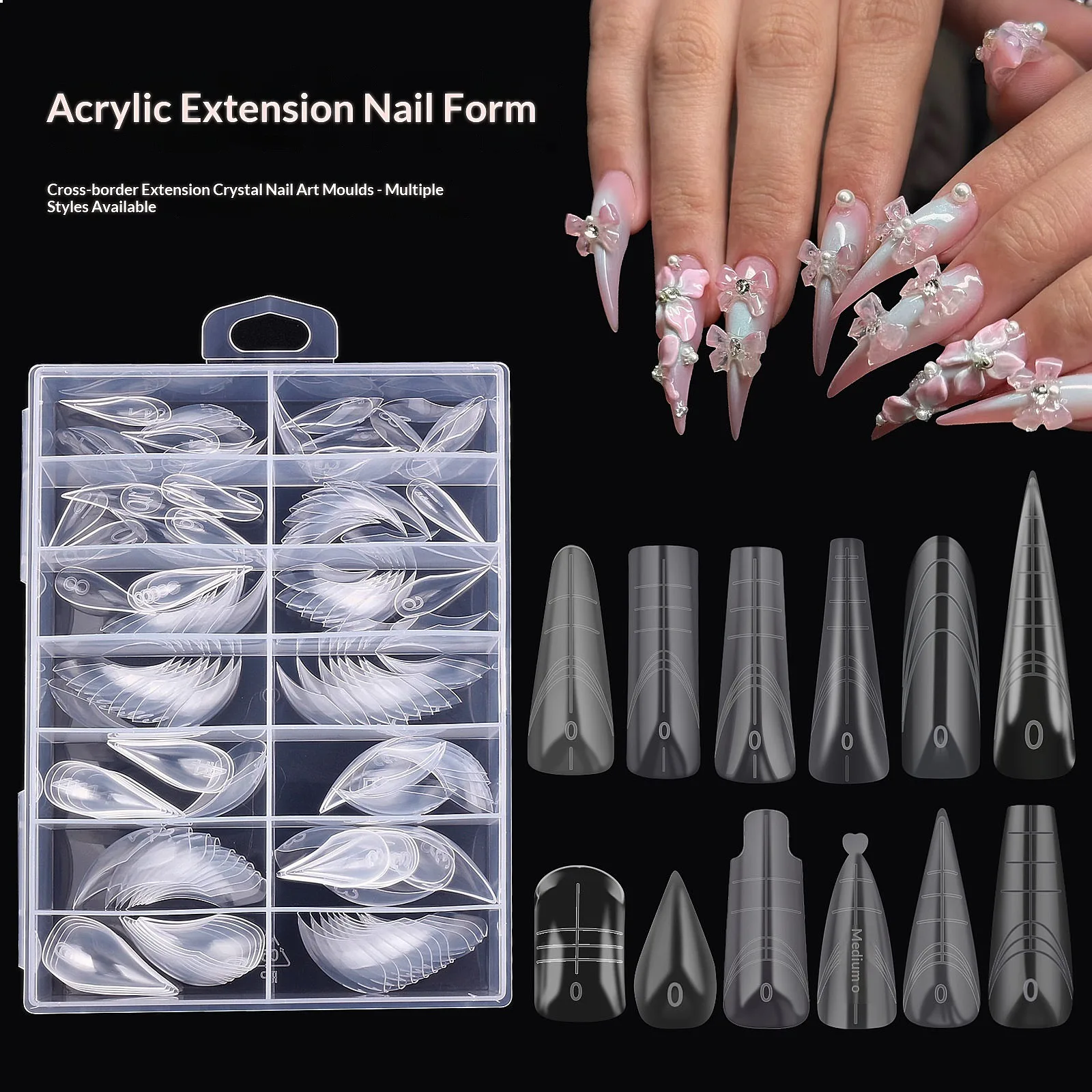 Cross-border Eagle Claw Nail Mold Crystal Extension Fast Phototherapy No Paper Tray 140Pcs Boxed Transparent Nail Film