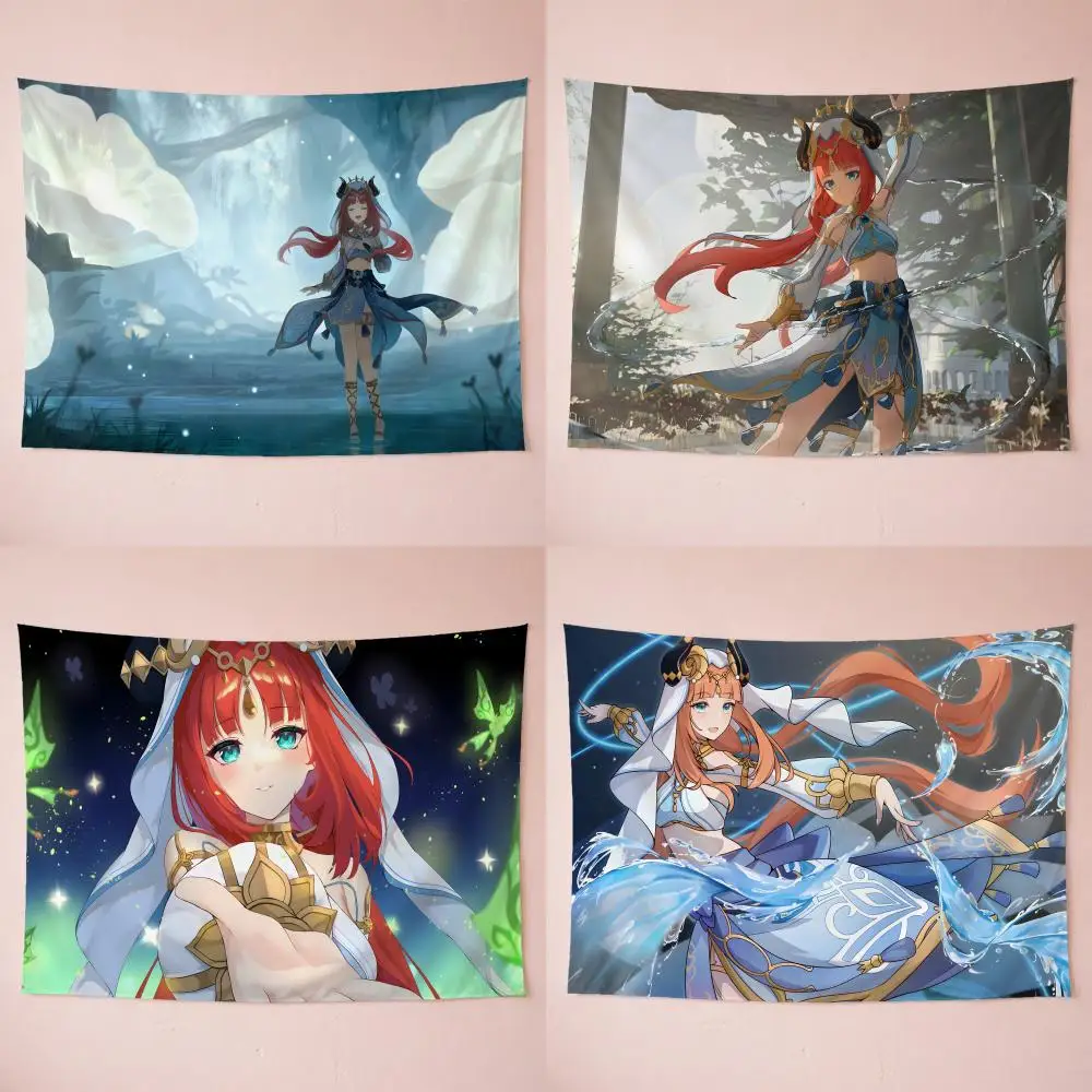 Genshin Lmpact Nilou Tapestry Washable Soft Tapestry Wall Art Decor for Living Home Room Bedroom