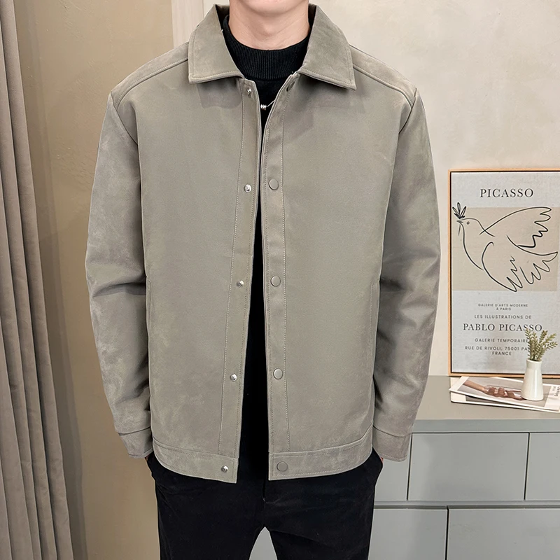 

Simple Solid Color Versatile Down Jacket Men Winter Casual Loose Trendy Brand Lapel Cotton Jacket Short Down Jacket for Teenager