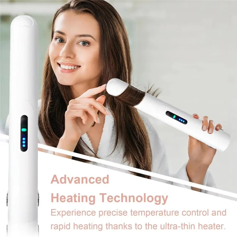 AT28-Беспроводная щипцы для завивки волос, перезаряжаемая от USB, быстрый нагрев, аккумулятор большой емкости, портативная мини-щипцы для завивки волос для женщин A