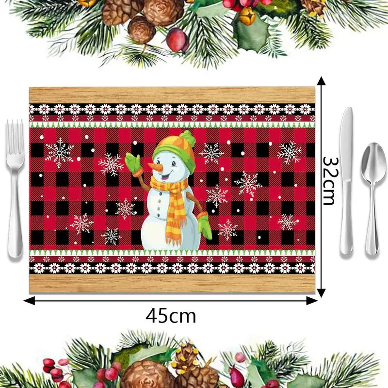 VIKAMA Christmas Snowman Meal Mat Waterproof and Insulated Table Mat Holiday Party Home Restaurant Table Decoration Mat