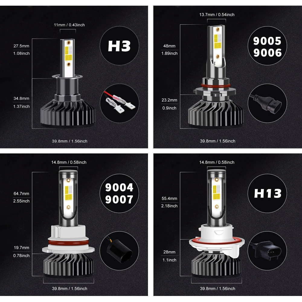 Infitary 4 Colors And Flash LED Car Headlights Auto H7 H4 H1 H3 H8 H9 H11 9005 9006 Flashing 3000K 6500K 10000K Fog Lights Lamps