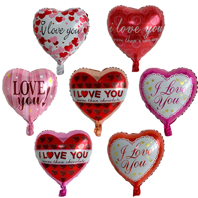 7pcs 18 Inch I LOVE You Heart Balloons Wedding Valentine's Day Decorations Marriage Propose Globos Wedding Balloon