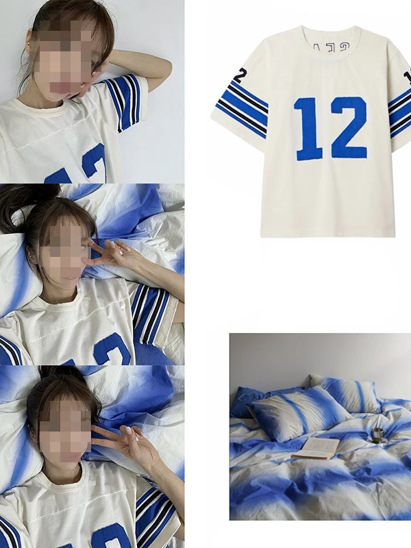 

Loose round Ne T-irt Retro Patchwork Frayed MFK~ Sle Summer New Arrival Women's Cotton ort Sve irt