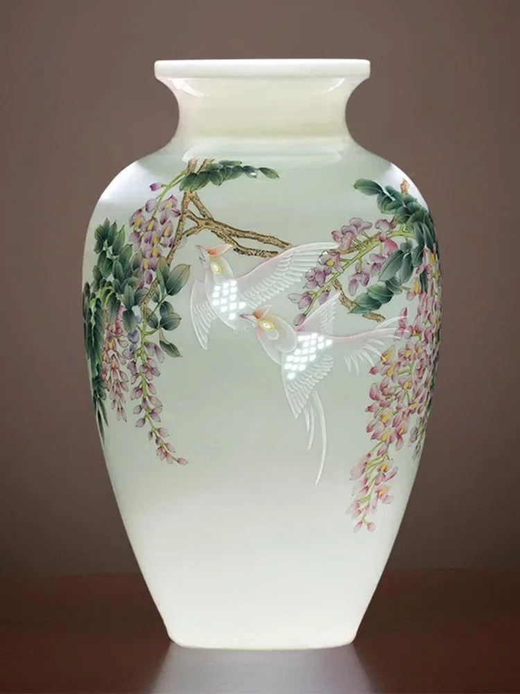 Ceramic Vase Flower Arrangement Hand-painted New Chinese Style Home Decoration, Living Room Decoration