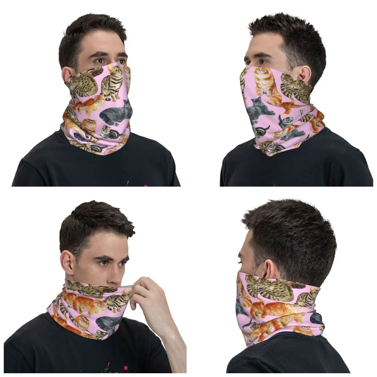 Cute Cat Bandana Neck ghetta stampato Animal Pet Balaclavas Wrap sciarpa multiuso ciclismo sport all'aria aperta Unisex adulto inverno