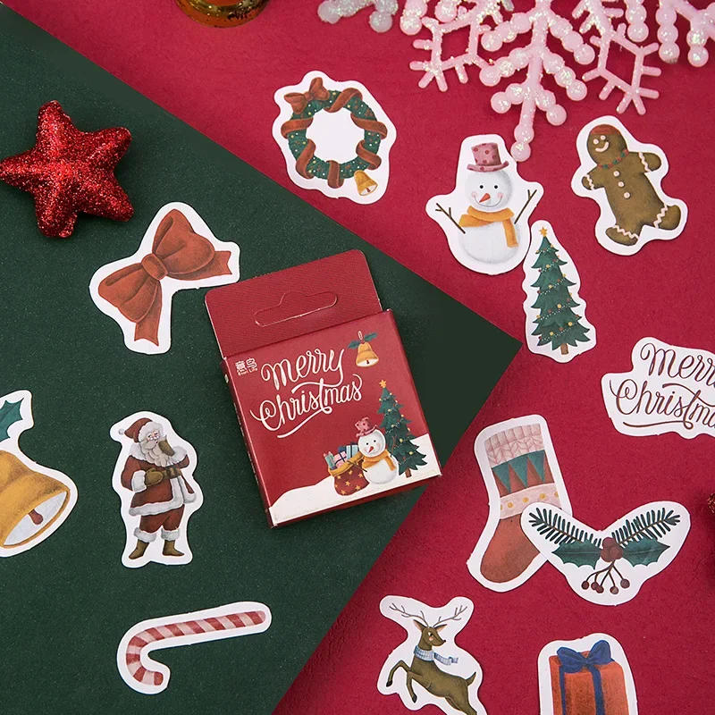 

45pcs/box Merry Christmas Stickers Kawaii Journal Planner Stickers Notebook diary Decorations DIY Gift Wrap Labels Scrapbooking