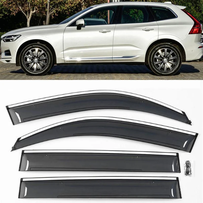 

CEYUSOT For 4PCS NEW Volvo XC60 Window Visor 2018-2021 Windows Side Sun Rain Protection Shield Exterior Body Refit Accessories