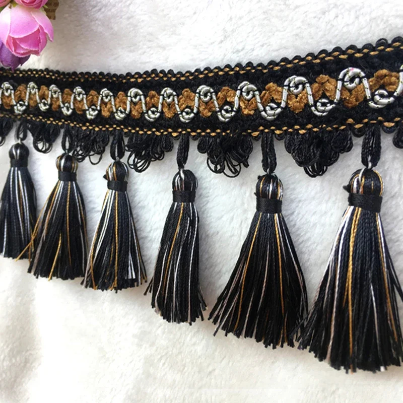 1m Long Sewing Tassel Fringe Lace DIY Fabric for Home Accessories Trim Curtain Thread Decorative Webbing Tassle Cotton Fringes