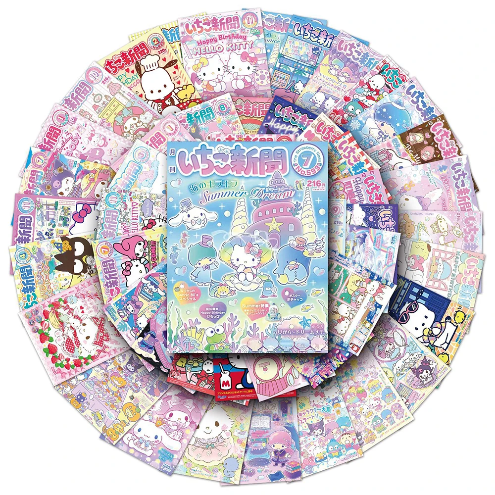 10/30/50pcs Anime Sanrio Poster Aesthetic Stickers Hello Kitty Magazine Cover Decals Phone Scrapbook Kawaii Cartoon Sticker Toys