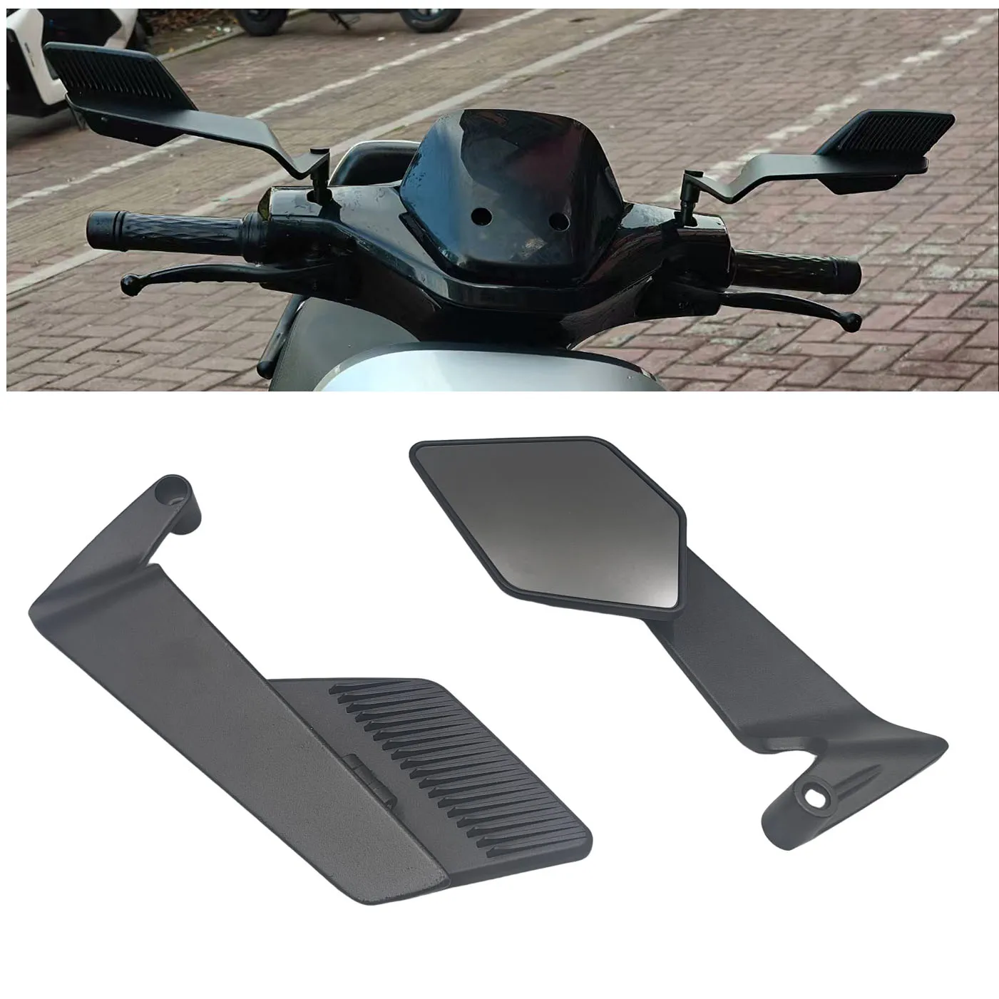 Motorcycle Mirrors Foldable Fixed Wing Mirrors Adjustable Rotate 8mm 10mm Rear Vew Mirrors For Honda Yamaha Kawasaki Side Mirror image 2
