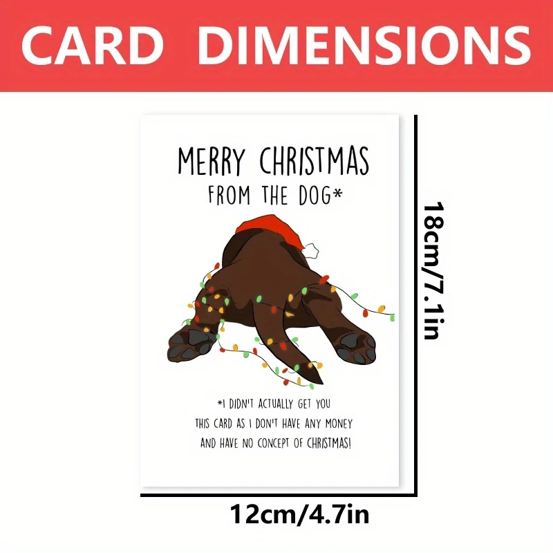 1pc, Happy Christmas Time Card, Merry Christmas Card, December Winter Christmas Greetings Card, Cute Dog Paw Christmas Card
