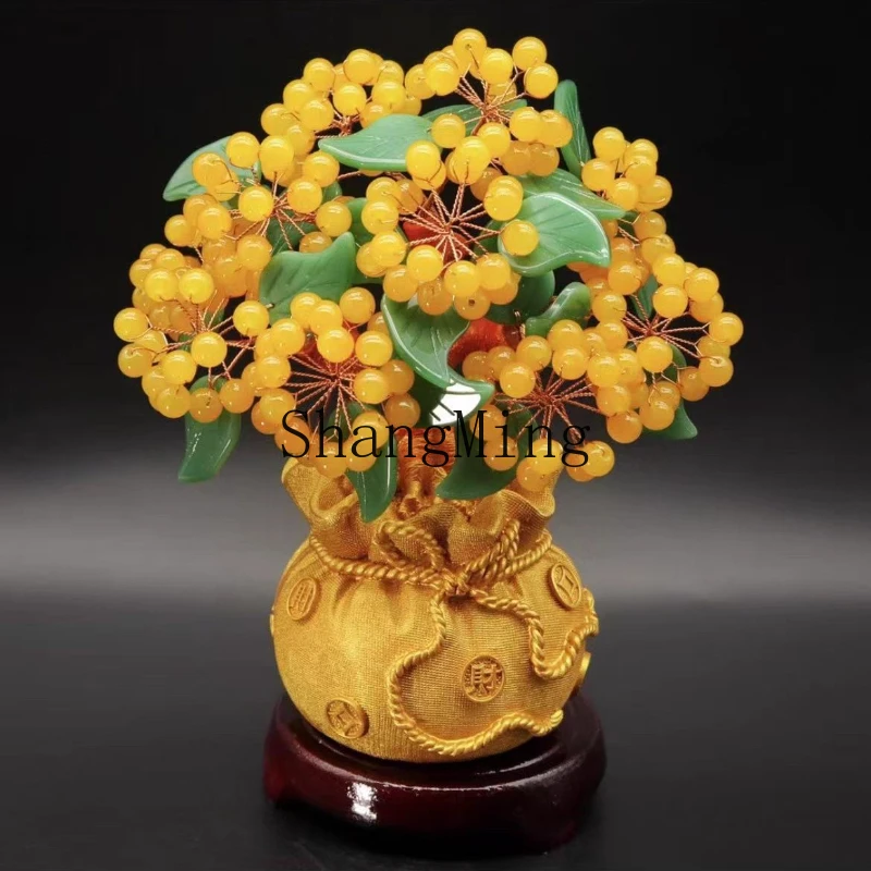 

SM new fortune tree crystal home decoration, living room entrance wine cabinet door decoration