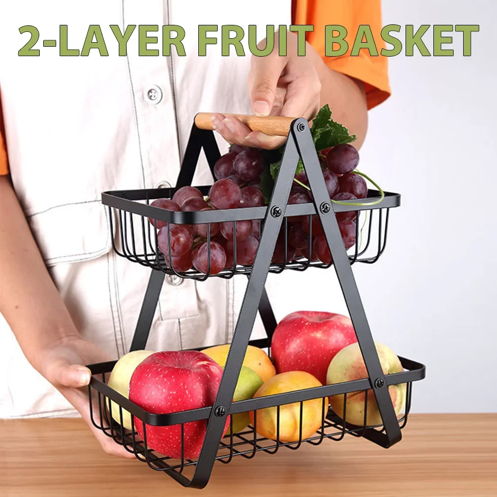 For home kitchen diningroom2 Tier Fruit storage Basket and vegetable storage basket, versatile convenient space-saving design