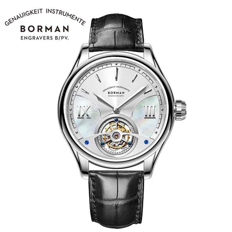 BORMAN 100% Real Flying Tourbillon Men Watches Skeleton Mechanical Wristwatches Double-Sided Sapphire Glass Waterproof Watches