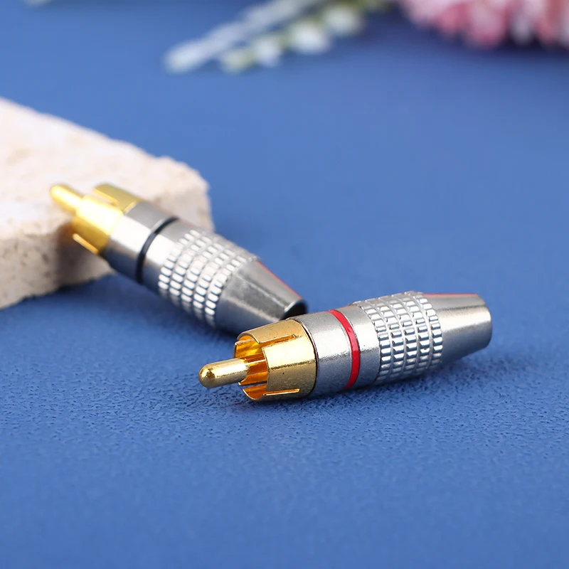 2 Pcs RCA Male Plug Connector Non Solder AV Audio Video Locking Cable Plug Adapter Solderness For Video CCTV Camera Security