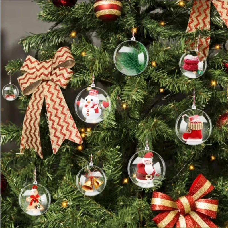 Christmas Transparent Ball Plastic Fillable Bauble Xmas Tree Hanging Ornament Decoration for Home Wedding Party Gift Box