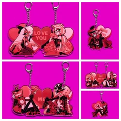 Alastor Vaggie Lucifer Anime KeyChain Charlie Angel Dust Men Key Chain for Women Fashion Figure Acrylic Keyring Pendant Gift