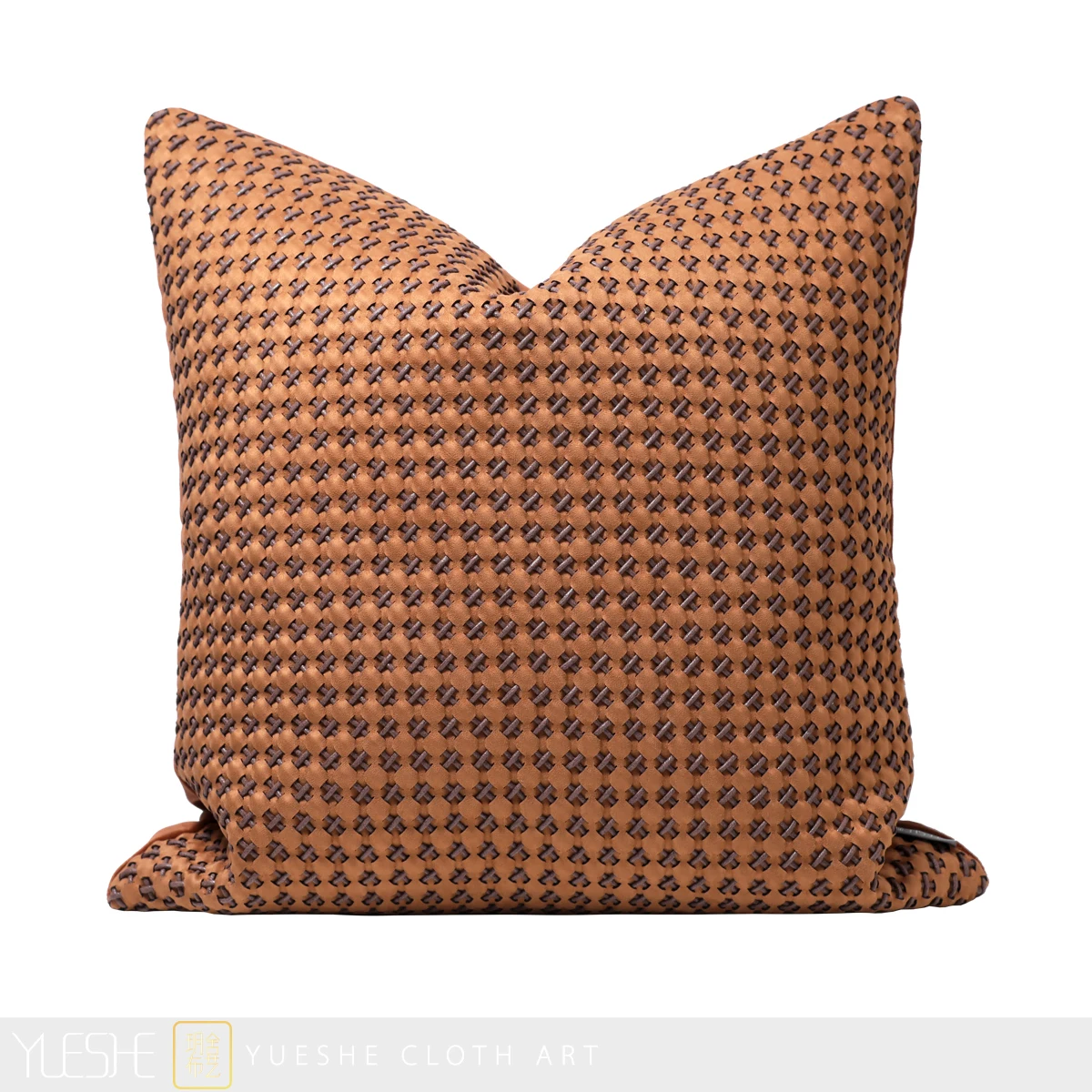 Original Design Model Room Sofa Throw Pillow Pillow Soft Decoration Designer Modern Orange Leather Woven Square Pillow