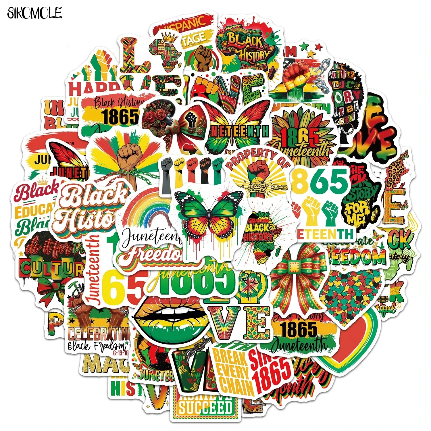 10/30/50PCS Juneteenth Black History Month Freedom Day Stickers African American Culture DIY Decor Phone Laptop Luggage Sticker