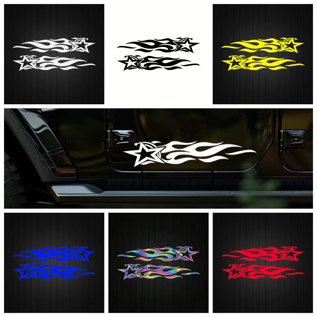 

2pc Flame Galaxy Car Sticker Vinyl Decal Waterproof for Car Window Bumper Rear Door Universal Fit Automotive Exterior Decoration