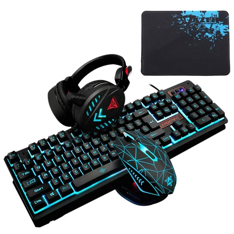 

Banggood K59 Game Keyboard and Mouse Headset 4-piece Set USB Computer Notebook Wired Backlight Keyboard and Mouse Set for Game