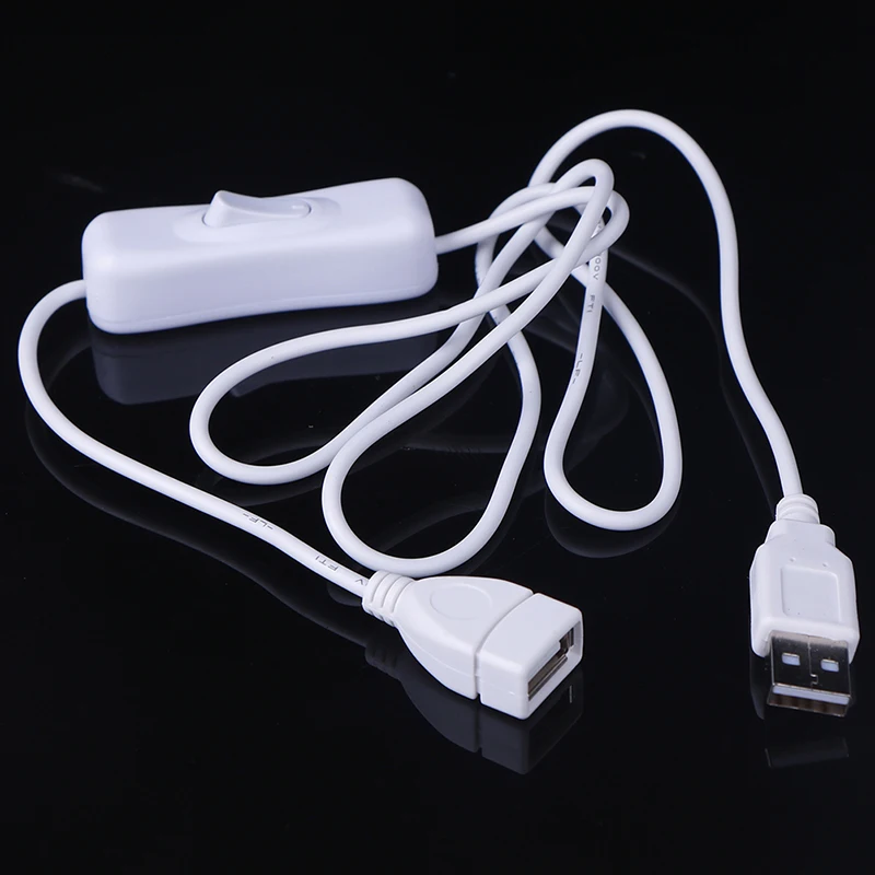 White High Quality 1M USB Cable With Switch ON/OFF Cable Extension Toggle For USB Lamp USB Fan USB Extension Cable