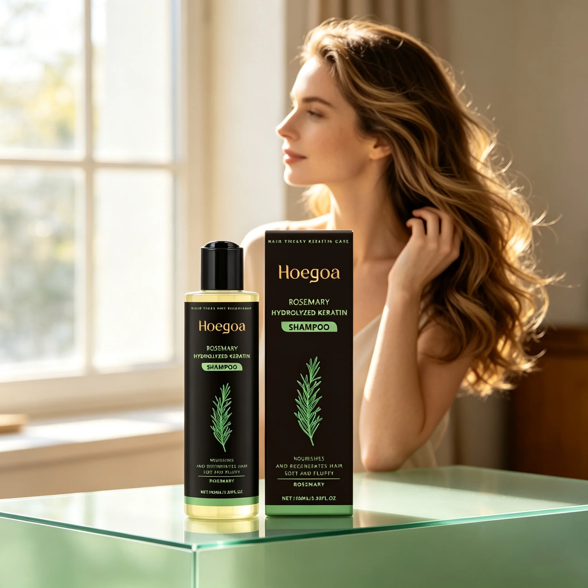 Hoegoa Rosemary Hair Shampoo Soothes Scalp Anti Dandruff Refreshing Oil Control Promote Hair Growth Nourishes Thickening Shampoo