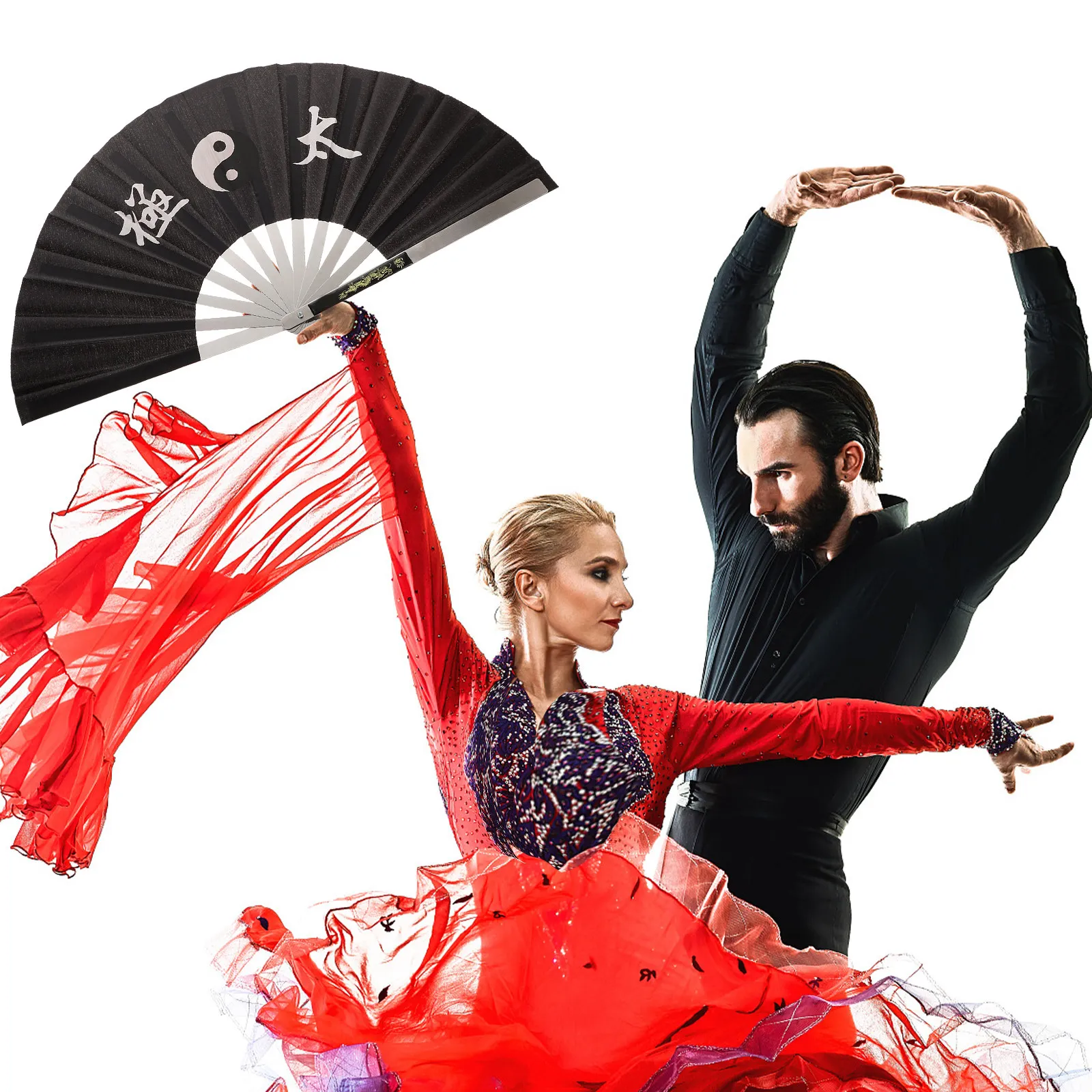 Chinese Tai Folding Fan Kung Fu Handheld Fan Performance Dance Martial Prop Kung Fu Performance Prop