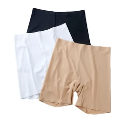 Pantalones cortos de seguridad para mujer delgada, braga de talla grande, de seda de hielo, pantalón corto de alta elasticidad, shorts para uso debajo de falda femenina, novedad de verano