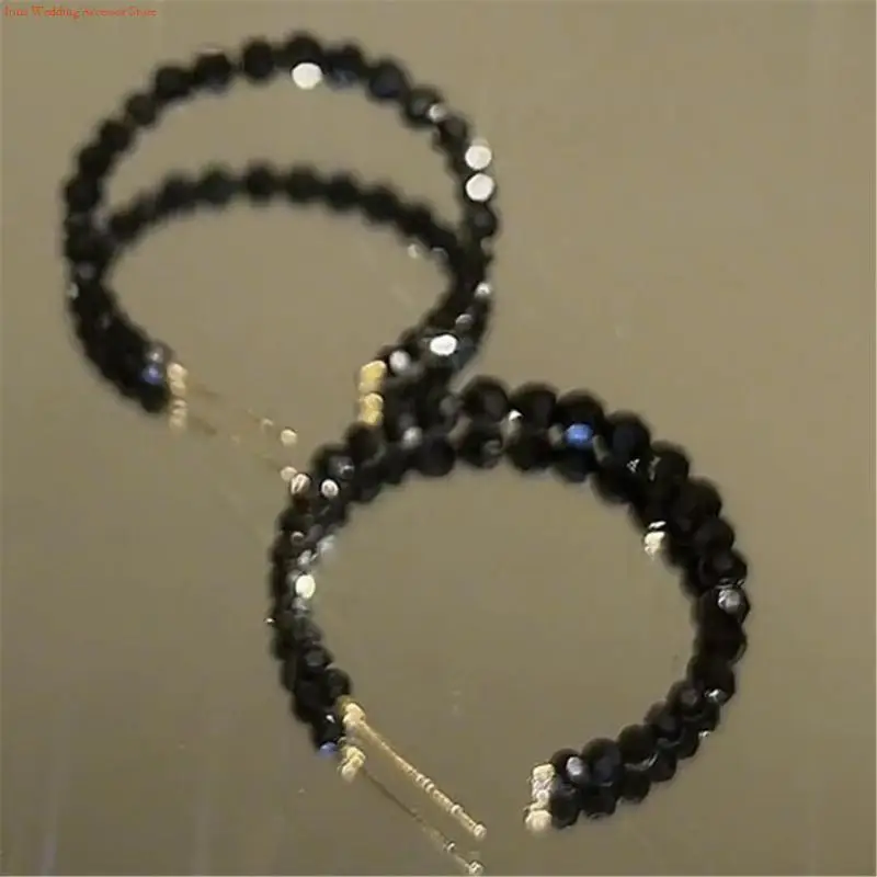 G92D Stylish Black Earrings Crystal Beads Earrings Vintage Aesthetic Earrings Suitable for Matching Unique and Elegant Look