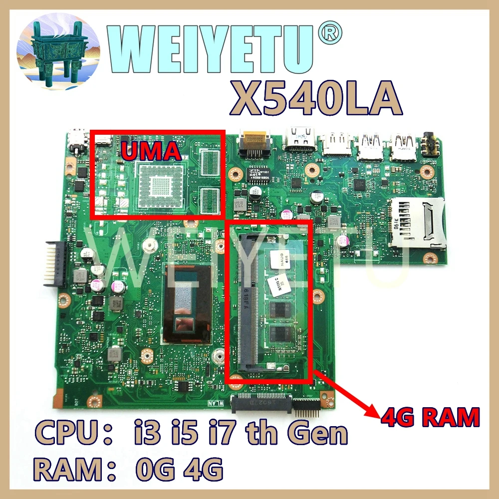 

X540LJ i3/i5/i7 CPU 0G/4G-RAM UMA / DIS Notebook Mainboard For ASUS X540 X540L X540LA X540LJ F540L Laptop Motherboard