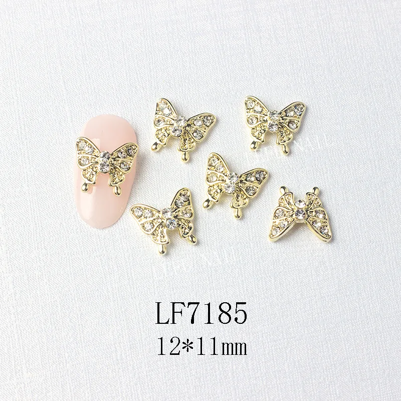 10Pcs Gold/Silber Multi-Designs Nail art Schmuck Charms Weiß/AB Kristall Strass 3D Schmetterling Geformt legierung Nagel Zubehör – Detail 26