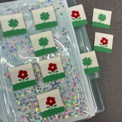 Handmade color small flower cloth label accessories sewing DIY mini clover adhesive woven label
