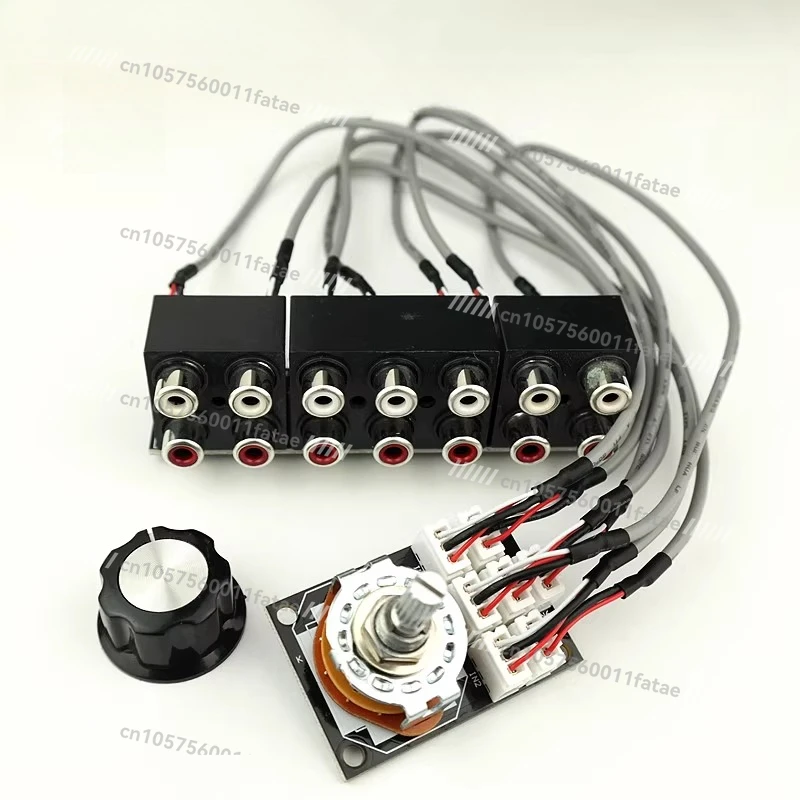 

6-Channel dual-channel audio signal switcher knob switch board with sealed RCA lotus seat with shielded cable