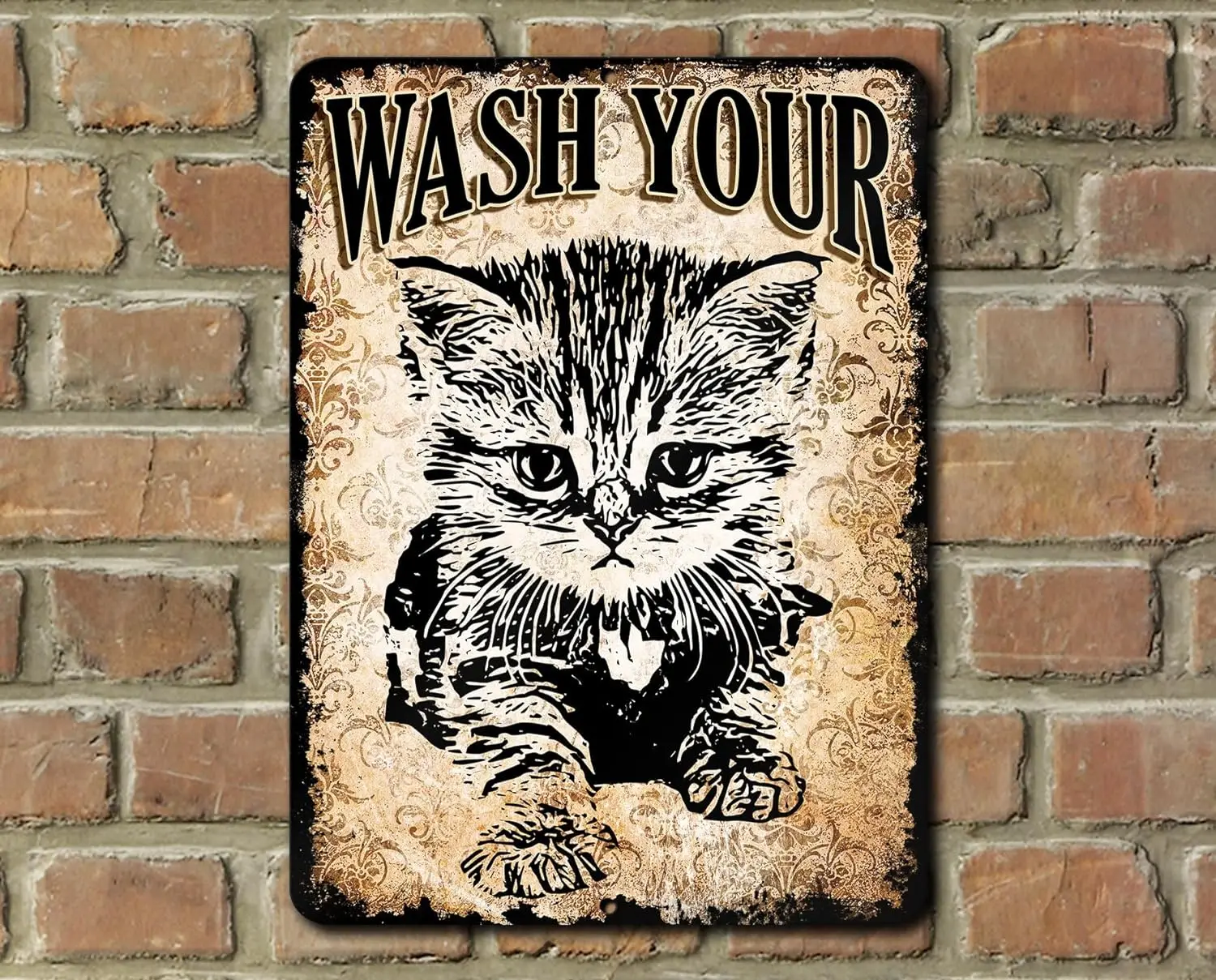 Wash Your Pussy Cat Bathroom Tin Sign Retro Wall Decor Metal Sign 8