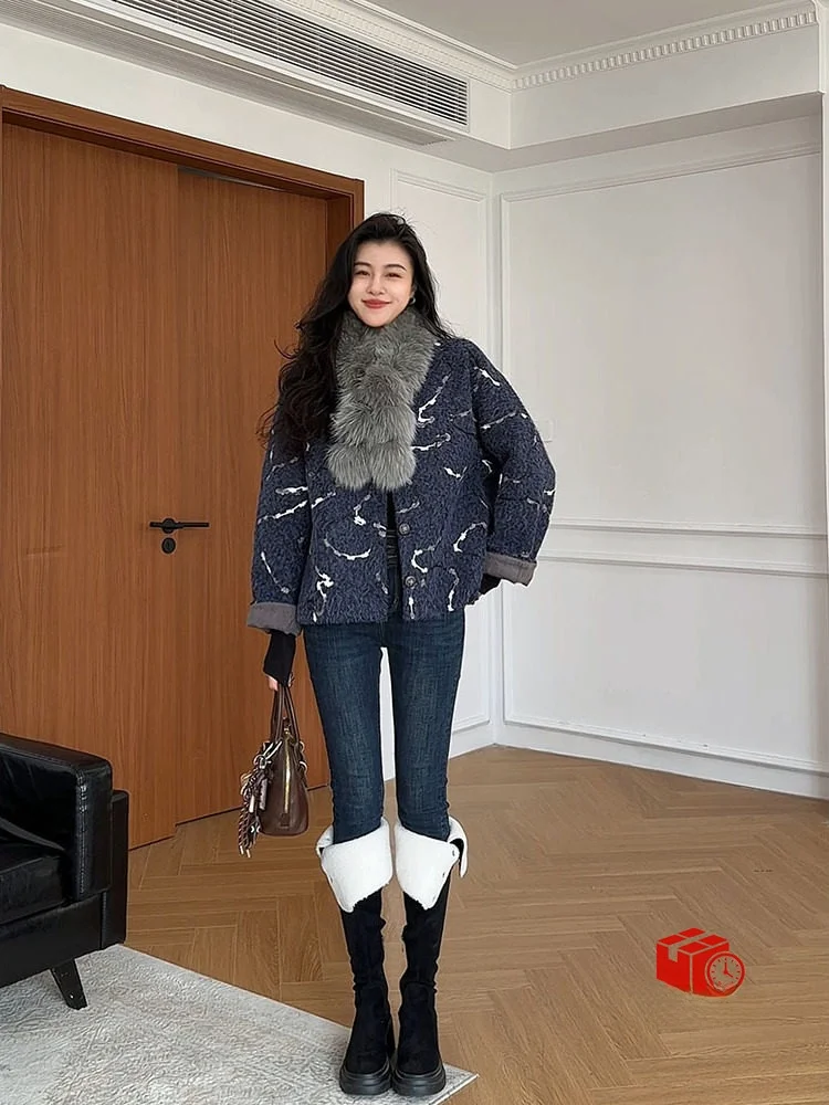 

Casual Vintage Woolen Coat round Ne Loose Fit Warm Winter Prelude Faionable Outerwear for Women Long Sve Thiened