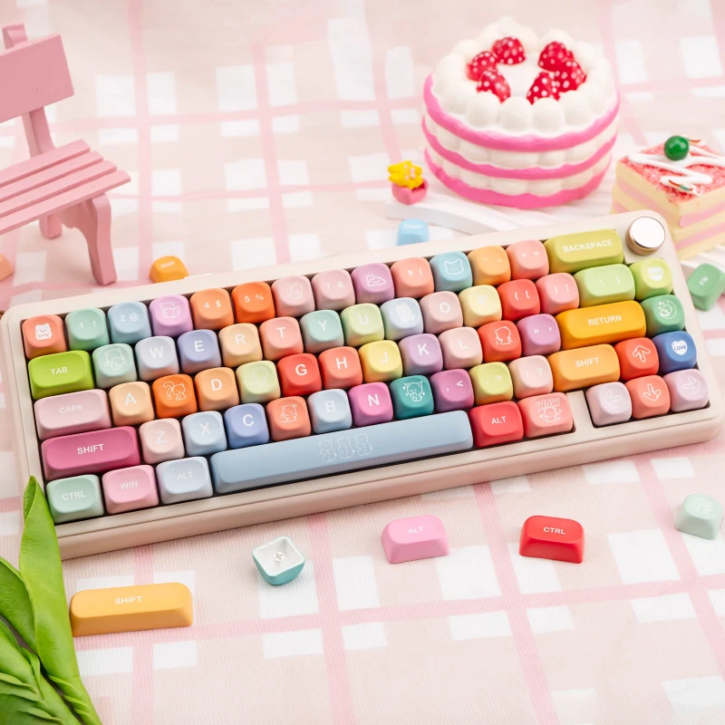 

GMK 133-клавишные колпачки Gummy Candy MOA Profile PBT для механической клавиатуры, сублимационная краска, игровые колпачки на заказ