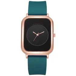 Rectangular Silicone Strap Watch for Women Quartz Solid Color Wristwatches Minimalist Student Female Clock Relogio Mujer Reloj