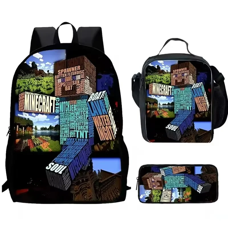 Mini-Craft My Game WR Rucksack Schultasche Lunchtasche Federmäppchen Set Geschenk für Kinder Studenten